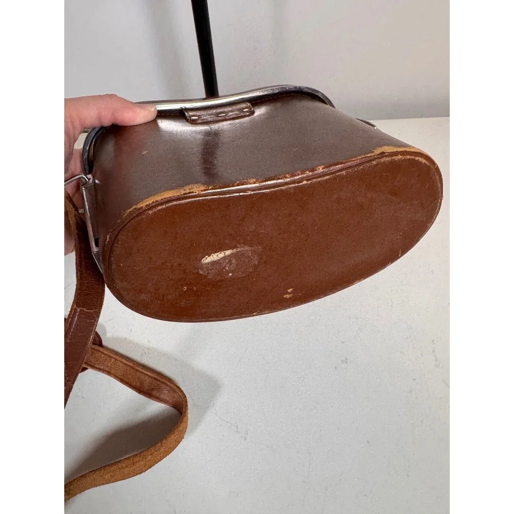 Taylor Optical Mark II Vintage Brown Leather Binocular Case Blue Felt Lining